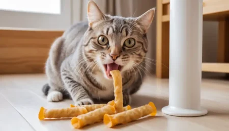 Cat enjoying Churu cat treats from a tube, highlighting their popularity and appeal.