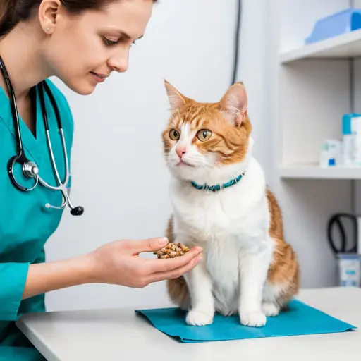 et using Churu treats to calm a cat during a checkup