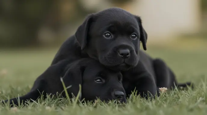  Cane Corso Puppy lying on the grass.