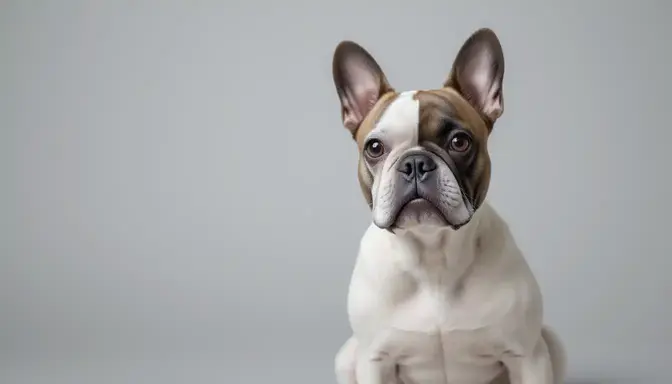 French Bulldog sitting proudly against a clean background, symbolizing loyalty and charm.