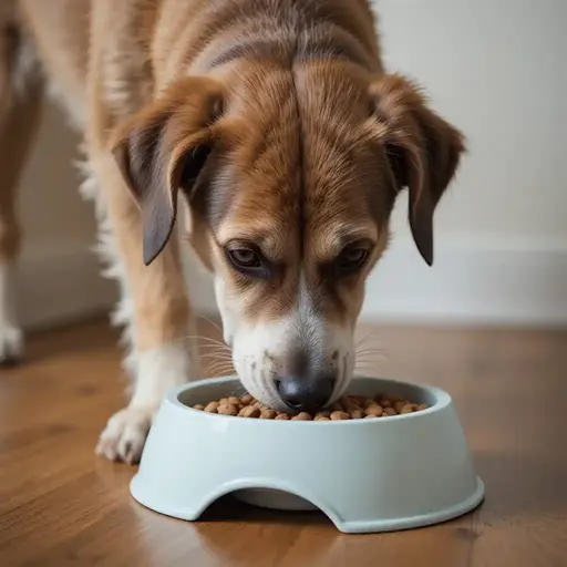 Senior dog using a slow-feeder bowl for better digestion
