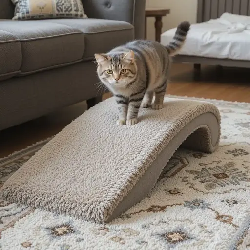 Senior cat hesitating before jumping, demonstrating early signs of joint discomfort or arthritis.