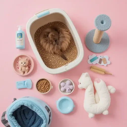 Essential supplies for preparing your home for a new kitten.