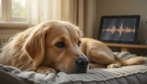Desensitization techniques for noise-phobic dogs: Relaxed Golden Retriever