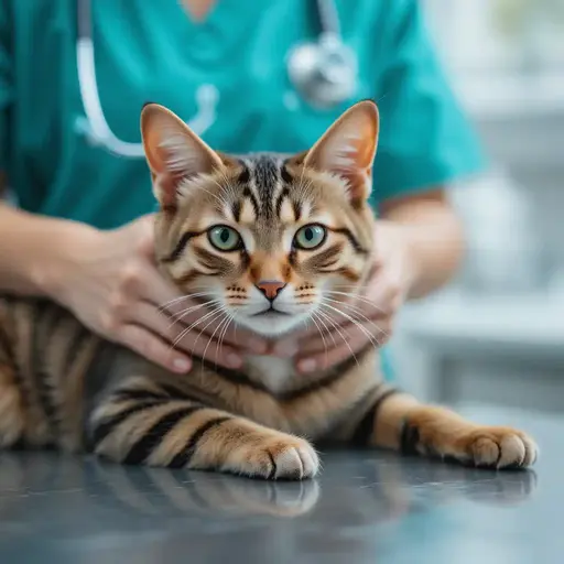 7-Day Plan to Transition An Outdoor Cat to Indoor Life 1 Vet giving a healthy tabby cat a pre-transition health check