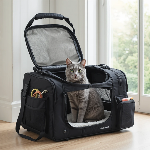 Pet Cabin Travel Airline Rules: Your Complete Guide 1 A gray cat sits inside a spacious black pet carrier.