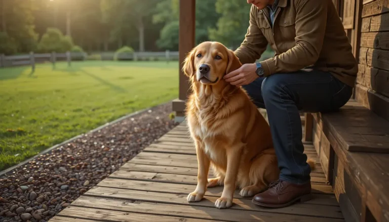 Tick-Resistant Dog Breeds: The Complete Guide Golden Retriever tick inspection on porch for Tick-Resistant Dog Breeds