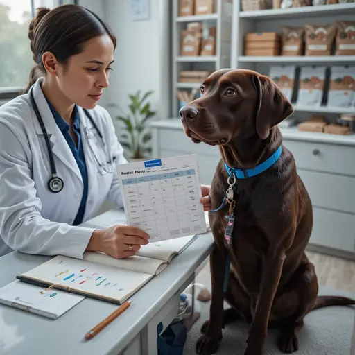Veterinarian explaining elimination diet process for dog food allergy solutions