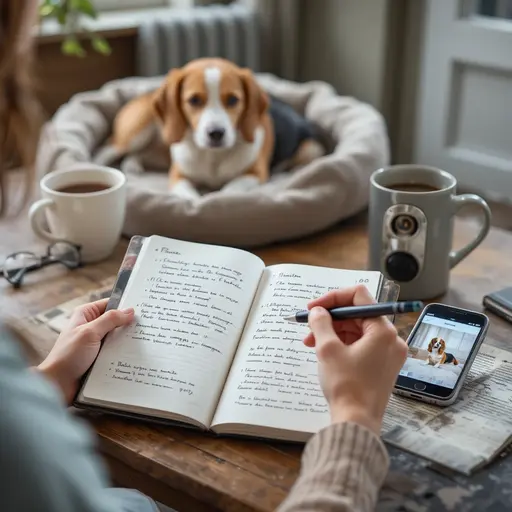 Pet Behavior Change Causes: A Complete Guide 4 Pet owner tracking dog behavior patterns for pet behavior change causes