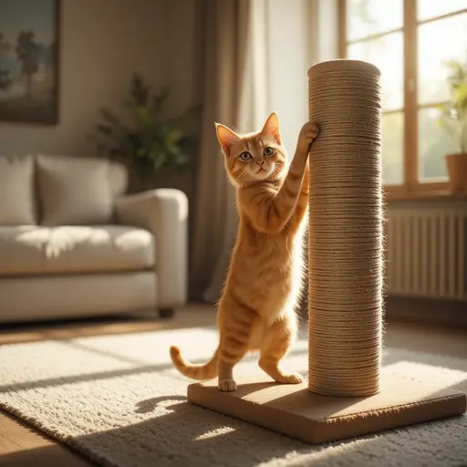Cat Scratching Furniture: What Works Best? 1 An orange-striped cat uses a protected scratching post designed for cat scratching furniture.