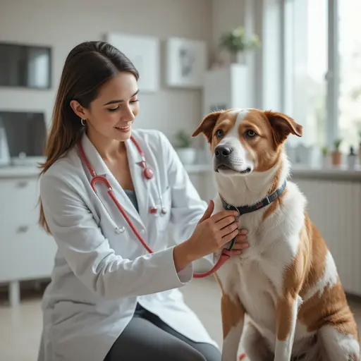 Is Grain-Free Dog Food Safe? A Science-Based Review 1 Veterinarian examining dog heart health with stethoscope for grain-free dog food safety and DCM screening