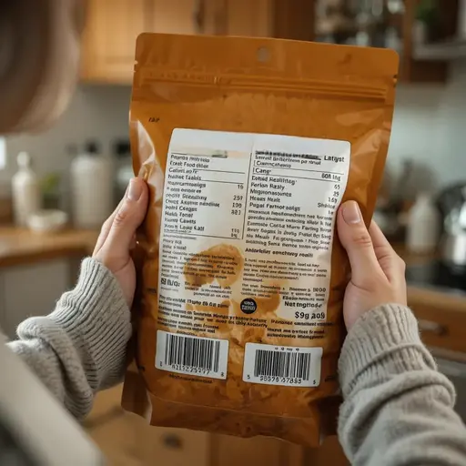 Pet owner checking freeze-dried food lot code and expiration date