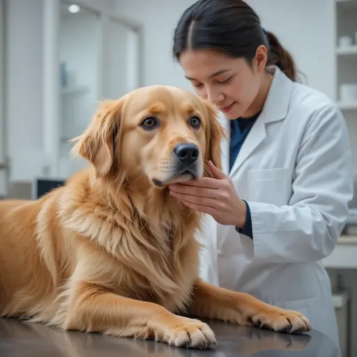 Dog Flu Vaccine Shortage: Protect Your Pet Now 2 A close-up of a healthy dog receiving a gentle veterinary examination, representing the protective severity-reduction of the canine flu vaccine.