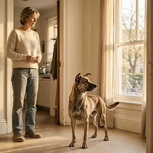 Why Is My Dog Barking? Causes, Triggers & Fixes 1 Dog alert beside its owner while reacting to something in the home environment